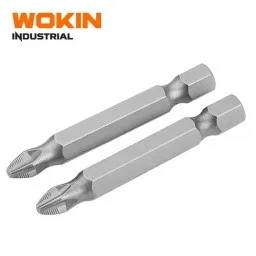 სახრახნისის საცვლელი პირები Wokin 210801, 2Pcs, PZ1, 50MM, Screwdriver Bit Set (INDUSTRIAL), Silver-JUSTSHOP.GE-ზე