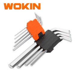ექვსკუთხა სახრახნისის ნაკრები Wokin 207209, 9Pcs, Long Arm Hex Key Set, Silver-JUSTSHOP.GE-ზე