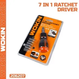 სახრახნისი სათადარიგო პირებით Wokin 206207, 7 in 1 Ratchet Driver, Black-JUSTSHOP.GE-ზე