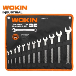 კომბინირებული ქანჩის გასაღების ნაკრები Wokin 150812, 12Pcs, Combination Spanner Set (INDUSTRIAL), Silver/Black