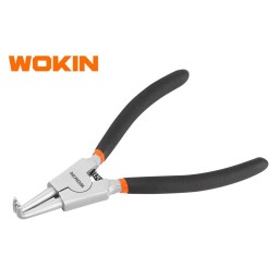 ბრტყელტუჩა რეზინის სახელურით Wokin 104807, 180MM, 7\, Exteranl Circlip Pliers, Bent, Black