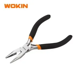 მინი გრძელცხვირა რეზინის სახელურით Wokin 102145, 115MM, 4.5″, MINI LONG NOSE PLIERS, Black-JUSTSHOP.GE-ზე