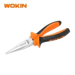 გრძელცხვირა რეზინის სახელურით Wokin 100206, 160MM, 6\, Long Nose Pliers, Black/Orange-JUSTSHOP.GE-ზე