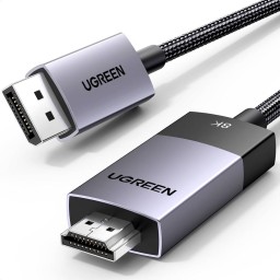 ვიდეო კაბელი UGREEN DP115 (80397), 8K, DisplayPort to HDMI, 2m, Grey