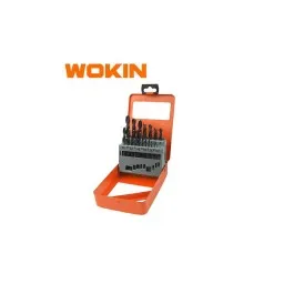 ბურღის პირები მეტალის Wokin 751019, 19Pcs HSS TWIST DRILL BIT SET, Black