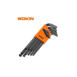 ექვსკუთხა სახრახნისის ნაკრები Wokin 208613, 13Pcs ALL POINT LONG ARM HEX KEY SET (INCH), Black-JUSTSHOP.GE-ზე