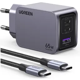 მობილურის დამტენი UGREEN X755 (25871) Nexode Pro, 65W, USB, Type-C with Type-c Cable 1.5m, Grey-JUSTSHOP.GE-ზე
