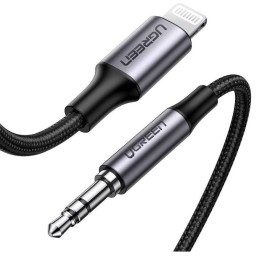 აუდიო ადაპტერი UGREEN US315 (70509), Lightning To 3.5mm Aux Cable, 1M, Gray/Black