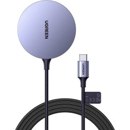 უსადენო დამტენი UGREEN CD245 (30233), MFI MagSafe 15W, Type-C to Magnetic Wireless Charger, Gray-JUSTSHOP.GE-ზე