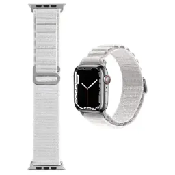 Smart watch strap WiWU Nylon Watch Band for Apple Watch 42/44/45/49 White-JUSTSHOP.GE-ზე