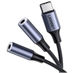 აუდიო ადაპტერი UGREEN AV144 (30732), Type C Male To 2x3.5 mm Female, Audio Cable, 25cm, Space Gray