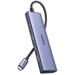 USB-C ჰაბი UGREEN CM511 (20956A), Type-C, USB, HDMI, TF/SD, Hub, Grey-JUSTSHOP.GE-ზე