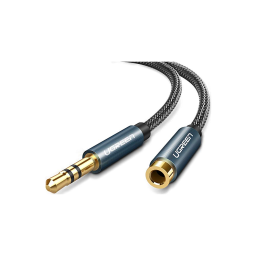 აუდიო ადაპტერი UGREEN AV118 (50440), 3.5mm Male to Female, Extension Cable, Black/Gold