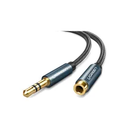 აუდიო ადაპტერი UGREEN AV118 (50440), 3.5mm Male to Female, Extension Cable, Black/Gold-JUSTSHOP.GE-ზე