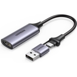 Video Capture Card UGREEN CM489 (40189), 4K HDMI to USB/Type-c, HDMI Video Grabber Box for Live Stream, Silver-JUSTSHOP.GE-ზე