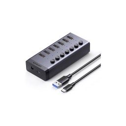 USB ჰაბი UGREEN CM481 (90307) USB 3.0 Hub With 7 Ports USB-A 12V 2A, Gray