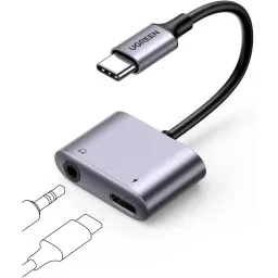 აუდიო ადაპტერი UGREEN CM231 (60164) Type-c to 3.5mm Audio Adapter with PD, Silver