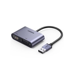 ადაპტერი UGREEN CM449 (20518) USB 3.0 to HDMI/VGA Converter, Silver